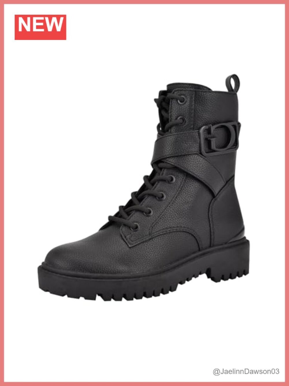 GUESS Women's Orana Ankle Combat Boot Faux Leather Side Zipper Lug Sole